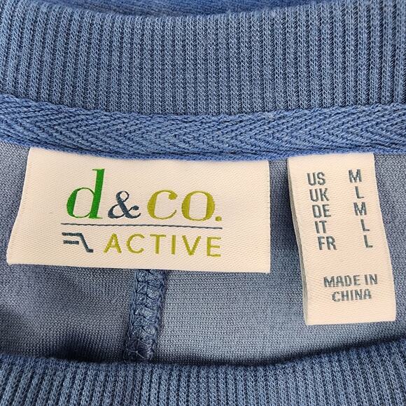 Denim & Co. Active Women Velour Pullover Sweatshirt Rib Trim Blue Medium A346271 - Picture 7 of 10